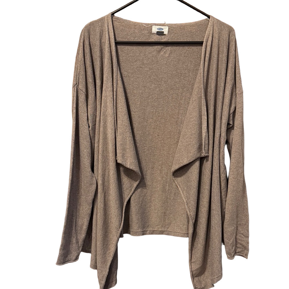 Old Navy Draped Open Front Brown Tan Cardigan Size L